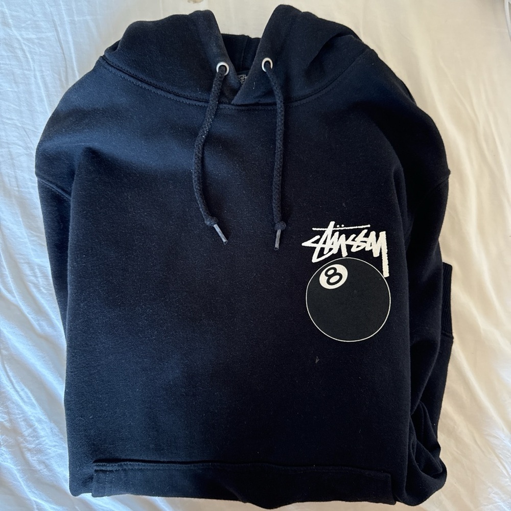 SOLD- Stussy Black Hoodie with Graphic Design